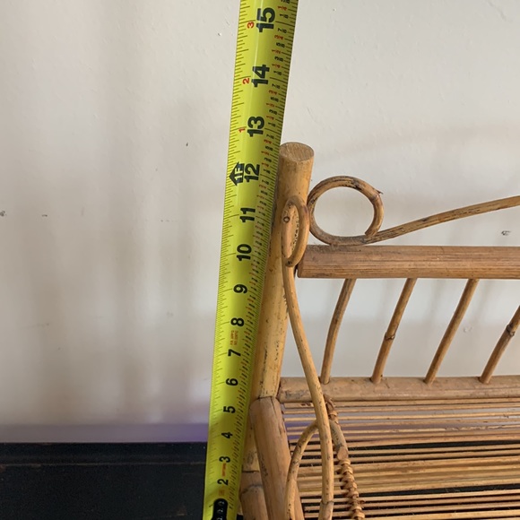 VTG MCM Bamboo Rattan hanging shelf Rack w/rod plant stand table top Boho granny - Picture 8 of 12
